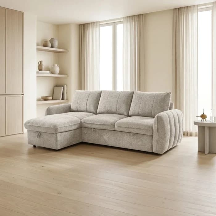 CANAPÉ D'ANGLE REVERSIBLE &amp; CONVERTIBLE - BEIGE - Image 1