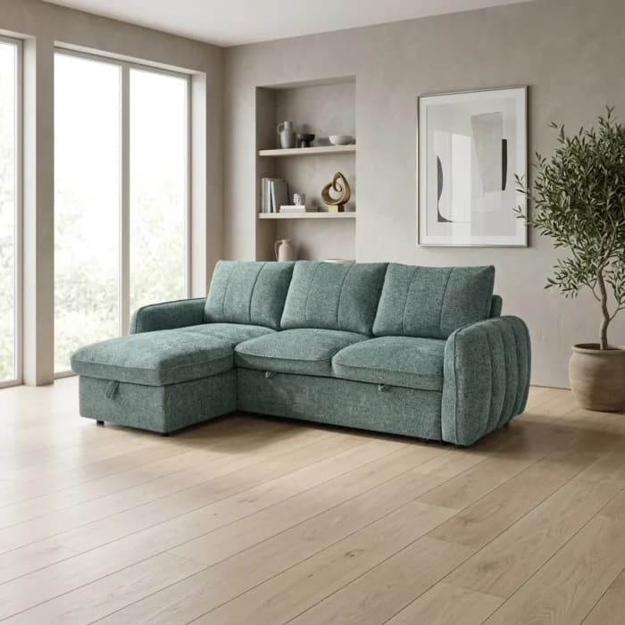 CANAPÉ D'ANGLE REVERSIBLE ET CONVERTIBLE - VERT - Image 1