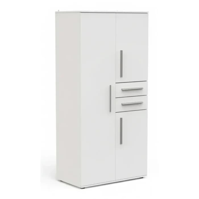 ARMOIRE 3 PORTES + 2 TIROIRS - BLANC MAT - Image 1