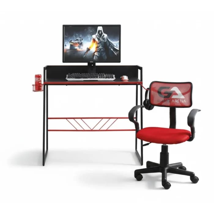 PACK BUREAU + FAUTEUIL DE BUREAU - NOIR - Image 1