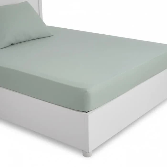 DRAP HOUSSE 160 X 200 CM - 100% COTON - CELADON - Image 1