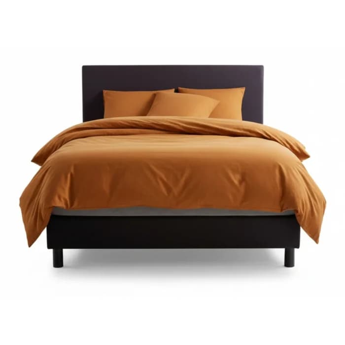 PARURE 220 X 240 CARAMEL - 100% POLYESTER LAVÉ - MOKA - Image 1