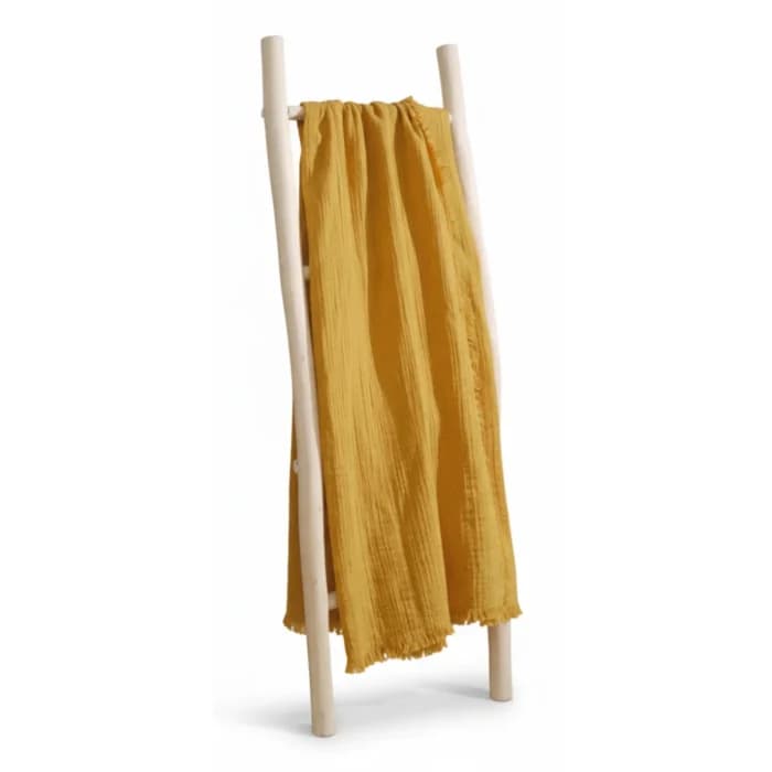 PLAID INDIAN 150 X 200 FLOW ERS - 100% GAZE COT - OCRE - Image 1