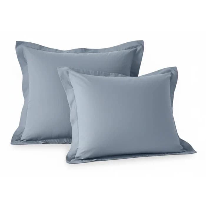 TAIES D'OREILLER 63 X 63 - 100% COTON EN LOT DE 2 - DENIM - Image 1