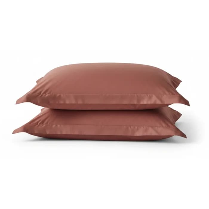 TAIES D'OREILLER 63 X 63 - 100% COTON EN LOT DE 2 - TERRACOTTA - Image 1