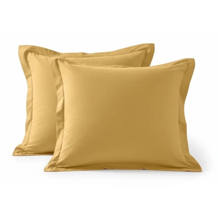 TAIES D'OREILLER 63 X 63 - 100% COTON EN LOT DE 2 - OCRE - Image 1