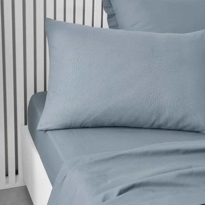 TAIES D'OREILLER 50 X 70 - 100% COTON EN LOT DE 2 - DENIM - Image 1