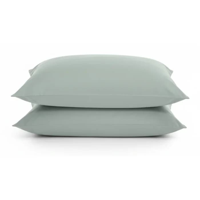 TAIES D'OREILLER 50 X 70 - 100% COTON EN LOT DE 2 - CELADON - Image 1