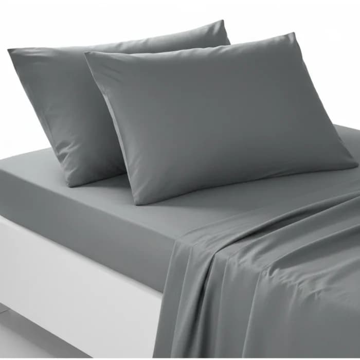 TAIES D'OREILLER 50 X 70 - 100% COTON EN LOT DE 2 - ACIER - Image 1