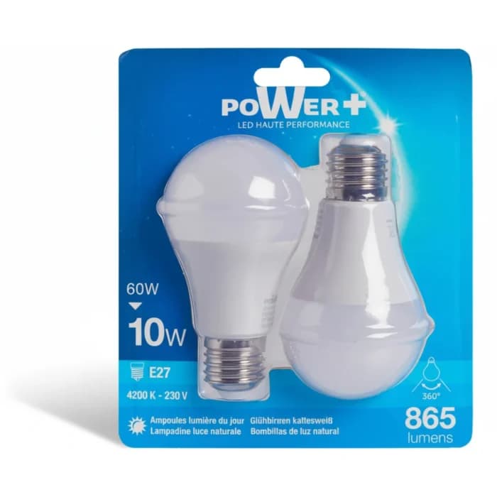 AMPOULES LED - E27 10W=60W EN LOT DE 2 - Image 1