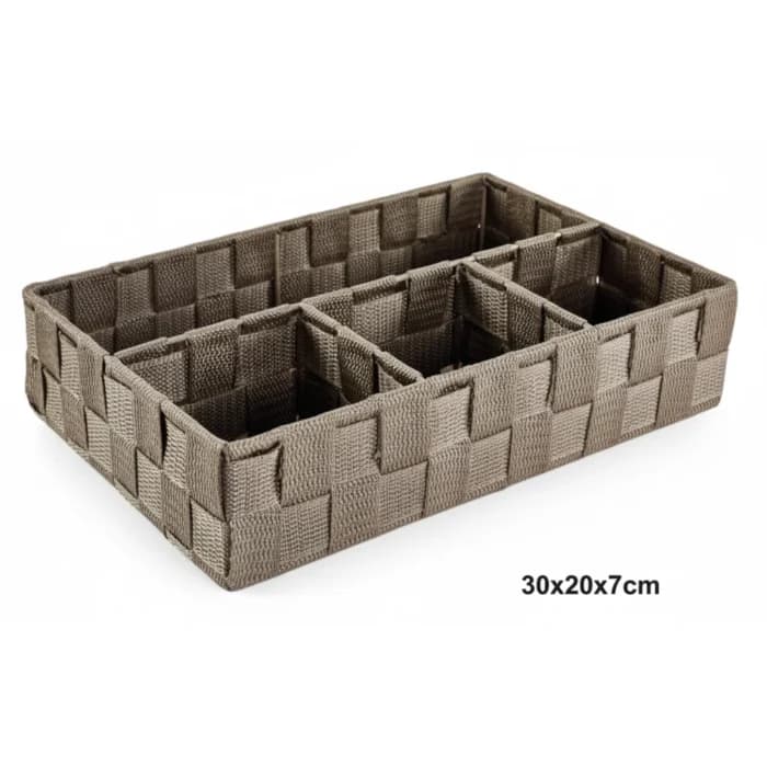 CORBEILLE 4COMPARTIMENTS - SANGLE - TAUPE - Image 1