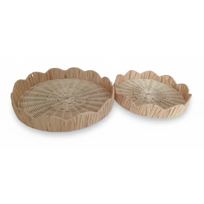 SET 2 PLATEAUX ROTIN - D30,5XH3,5 D25X3,5 - Image 1