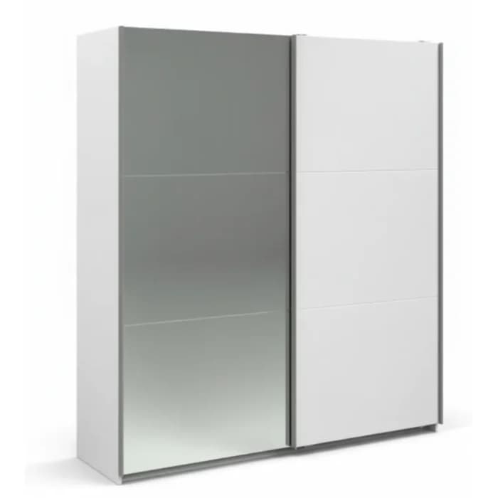 ARMOIRE 2 PORTES COULISSANTES AVEC MIROIR 178 CM  - BLANC - Image 1