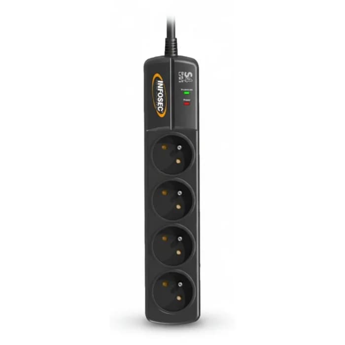 PRISE PARAFOUDRE PROTECTION SURTENSION - NOIR - INFOSEC - Image 1