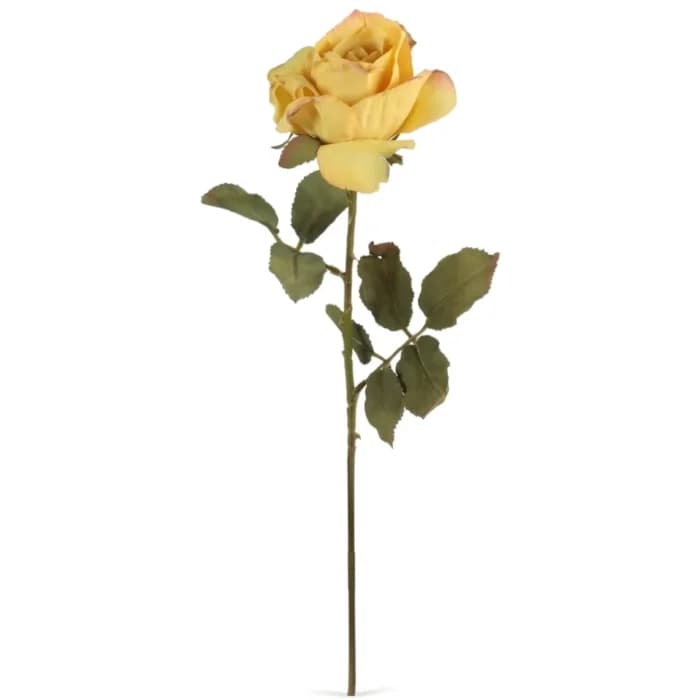 ROSE ARTIFICIELLE TIGE 62CM - JAUNE - Image 1