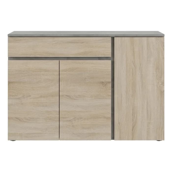 COMMODE 3 PORTES + 1 TIROIR -  CHENE &amp; BETON - Image 1