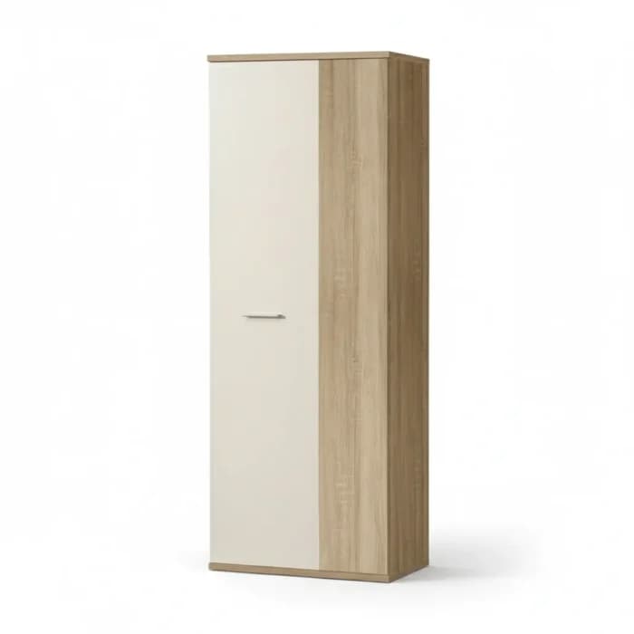 ARMOIRE CHAUSSURES 2 PORTES - CHÊNE SABLE ET BLANC - Image 1