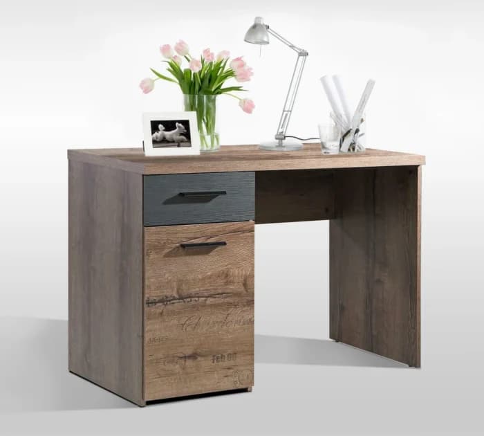 BUREAU 1 PORTE + 1 TIROIR - CHENE NOIR - Image 2