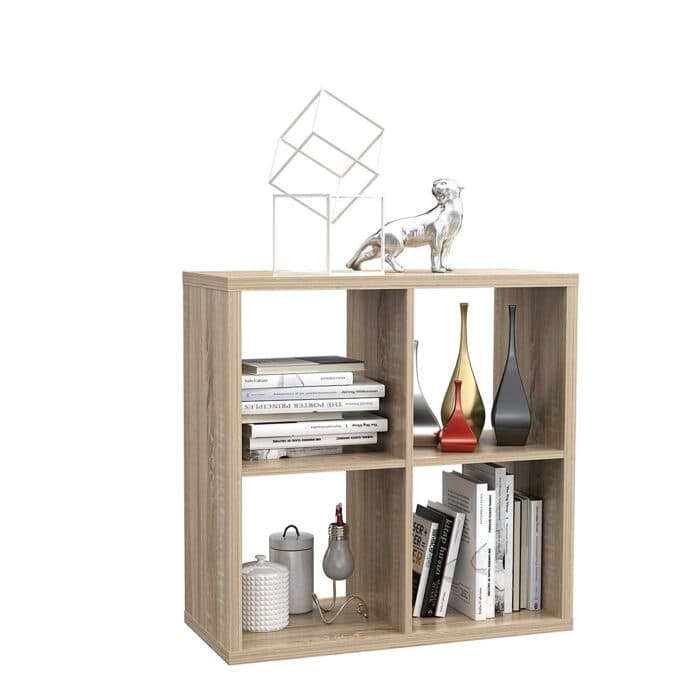 BIBLIOTHÈQUE 4 CASES CHÊNE SONOMA 73X73 CM - MAURO - Image 2