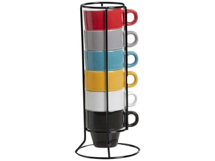 TASSES COULEURS EN LOT DE 6 - + SUPPORT - Image 2