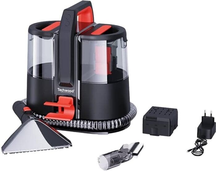NETTOYEUR DÉTACHEUR RECHARGEABLE SANS FIL - NOIR &amp; ROUGE - TECHWOOD - Image 2