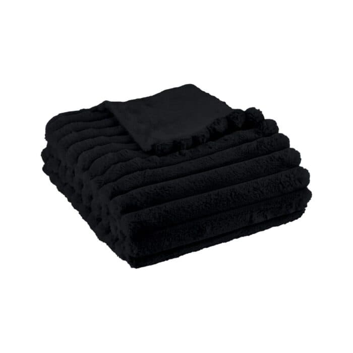 PLAID REGLISSE 130 X 180 CM - 100% POLYESTER RIBBED - MOKA - Image 2