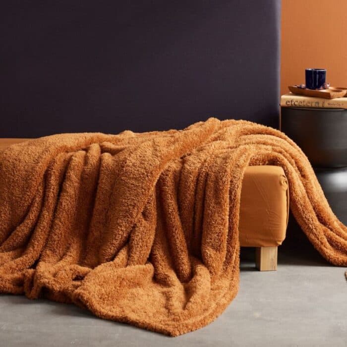 PLAID CARAMEL 130 X 180 CM - 100% POLYESTER / TEDDY - MOKA - Image 2
