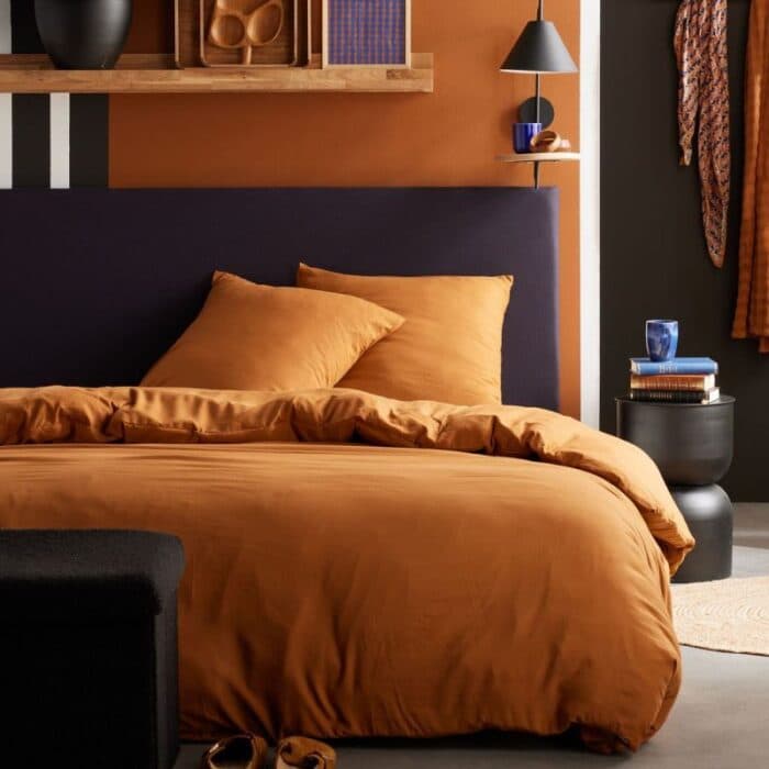 PARURE 220 X 240 CARAMEL - 100% POLYESTER LAVÉ - MOKA - Image 2