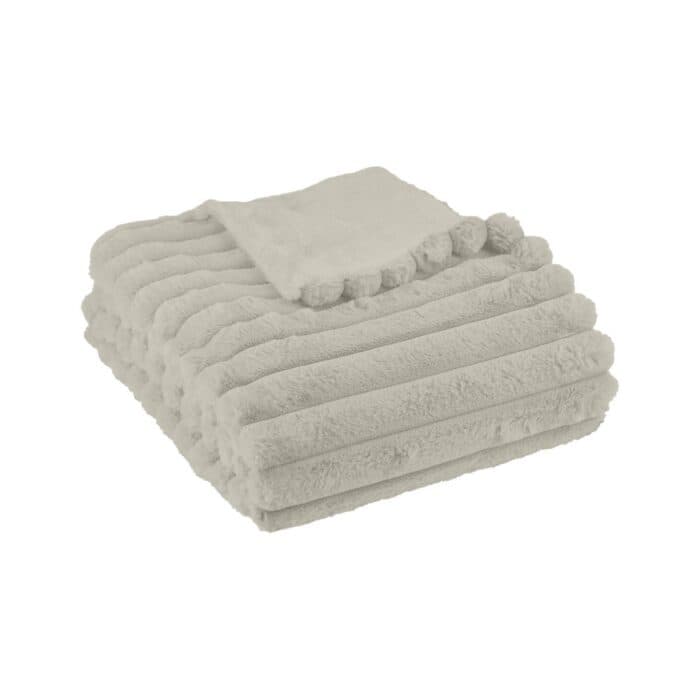 PLAID 130 X 180 CREME - 100% POLYESTER RIBBED - MOKA - Image 2