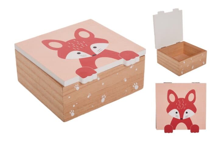 BOITE MOTIF RENARD - 15 X 15 X 7 CM - Image 2