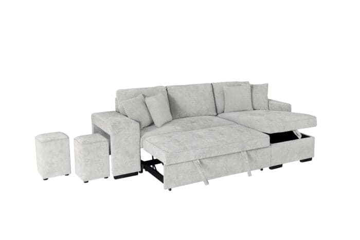 CANAPE D'ANGLE CONVERTIBLE EN TISSU  - GRIS - Image 2