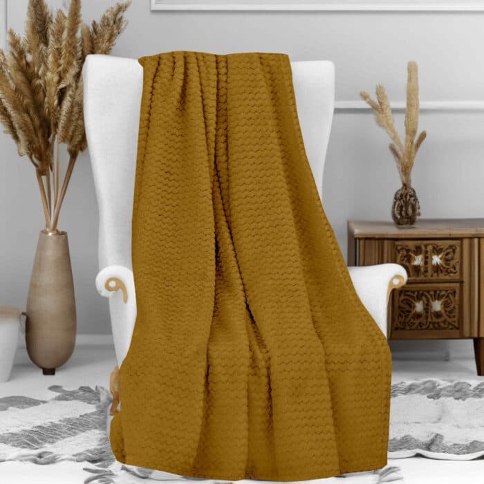 PLAID 120 X 160 MOUTARDE - COCOONING - Image 2