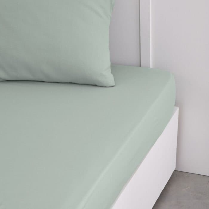 DRAP HOUSSE 140 X 190 CM - 100% COTON - CELADON - Image 2