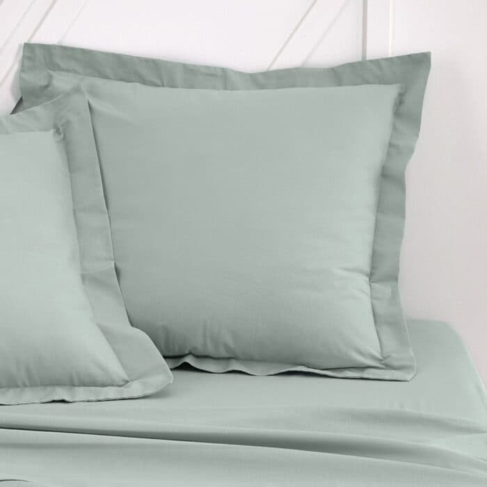 TAIES D'OREILLER 63 X 63 - 100% COTON EN LOT DE 2 - CELADON - Image 2