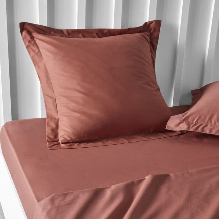 TAIES D'OREILLER 63 X 63 - 100% COTON EN LOT DE 2 - TERRACOTTA - Image 2