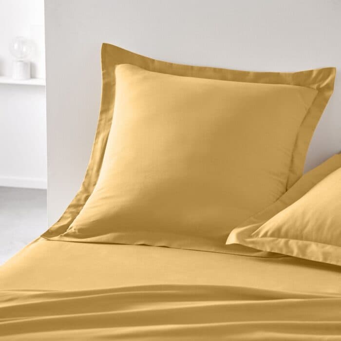 TAIES D'OREILLER 63 X 63 - 100% COTON EN LOT DE 2 - OCRE - Image 2