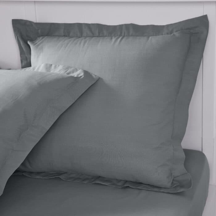 TAIES D'OREILLER 63 X 63 - 100% COTON EN LOT DE 2 - ACIER - Image 2
