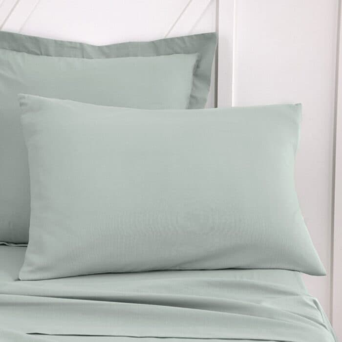 TAIES D'OREILLER 50 X 70 - 100% COTON EN LOT DE 2 - CELADON - Image 2