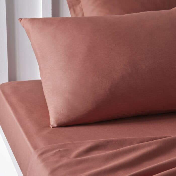 TAIES D'OREILLER 50 X 70 - 100% COTON EN LOT DE 2 - TARRACOTTA - Image 2