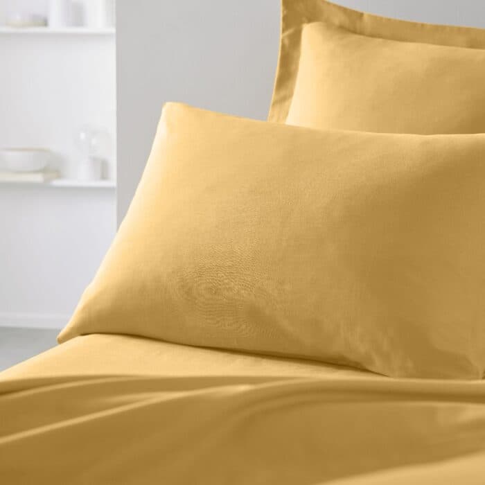 TAIES D'OREILLER 50 X 70 - 100% COTON EN LOT DE 2 - OCRE - Image 2