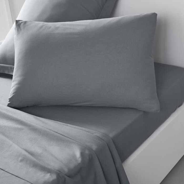 TAIES D'OREILLER 50 X 70 - 100% COTON EN LOT DE 2 - ACIER - Image 2