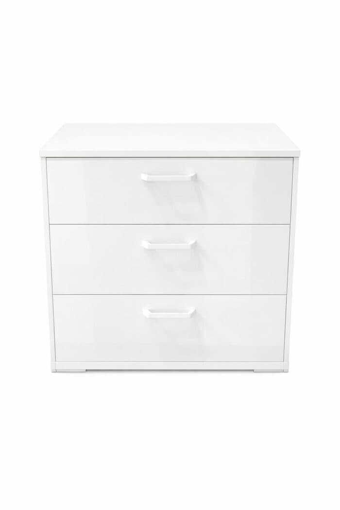 COMMODE 3 TIROIRS - BLANC BRILLANT - Image 2