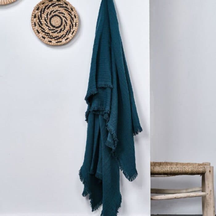 PLAID KALI 150 X 200 - 100% GAZE DE COTON - AVEC FRANGES - Image 2