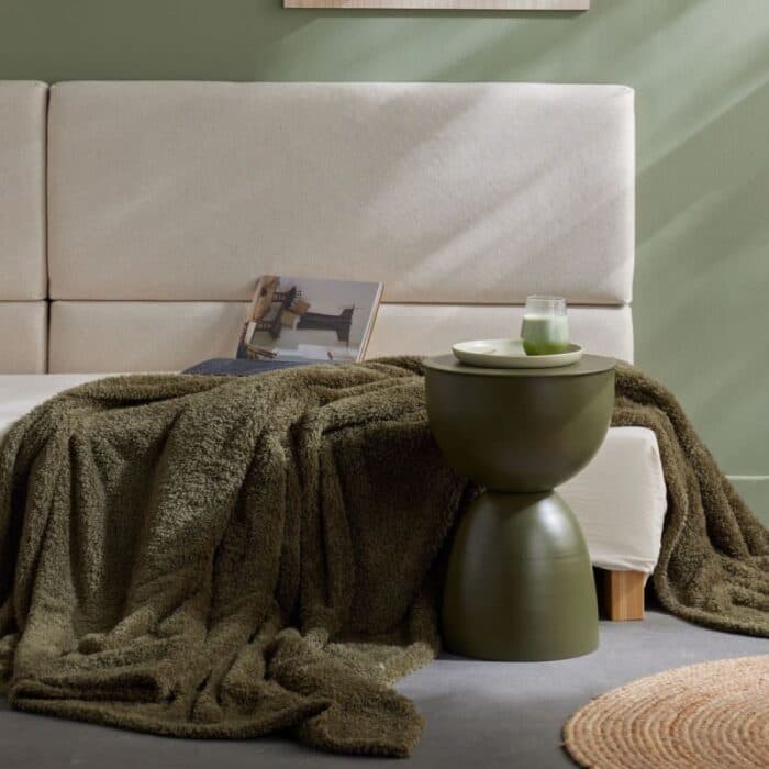 PLAID TEDDY 130 X 180 - 100% POLYESTER - MATCHA - Image 2