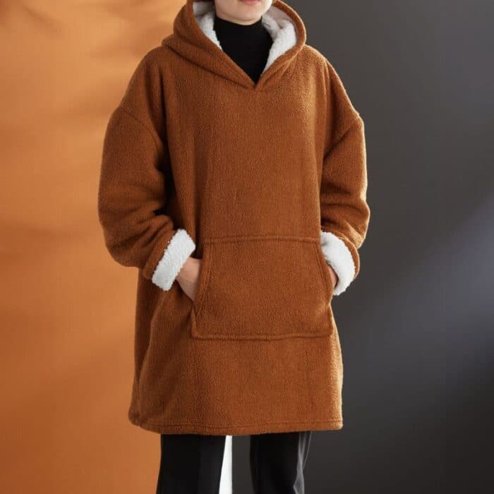SWEAT PLAID BOUCLETTE - 100% POLYESTER - CARAMEL - Image 2