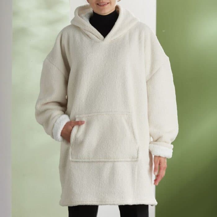 SWEAT PLAID BOUCLETTE - 100% POLYESTER - 70X87 CREME - Image 2