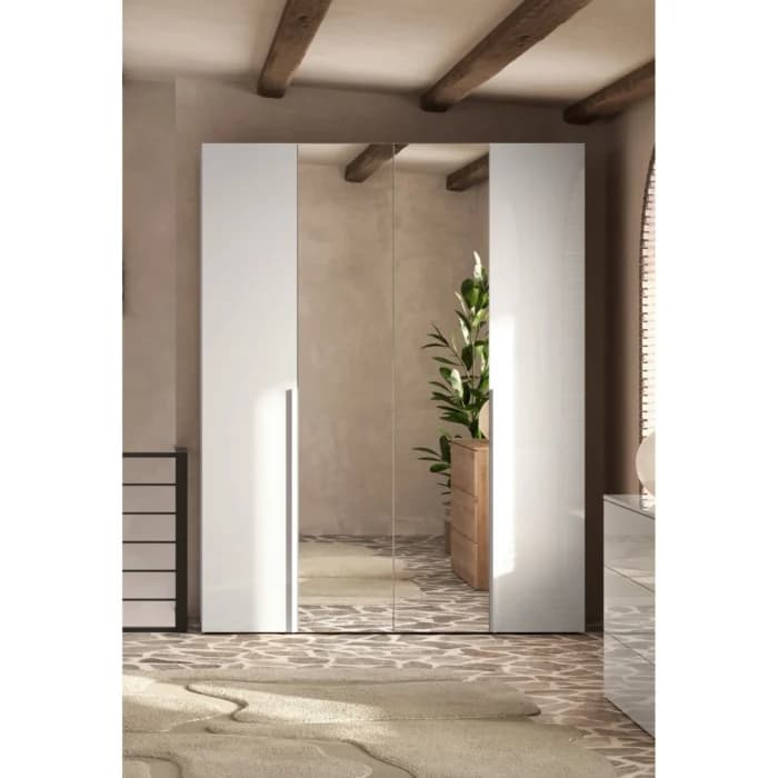 ARMOIRE 4 PORTES / 2 MIROIRS - BLANC - Image 2