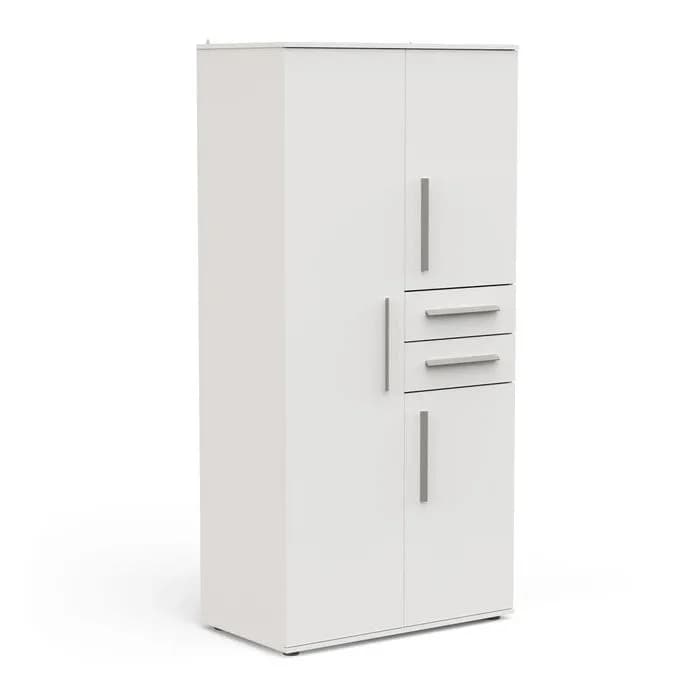 ARMOIRE 3 PORTES + 2 TIROIRS - BLANC MAT - Image 2