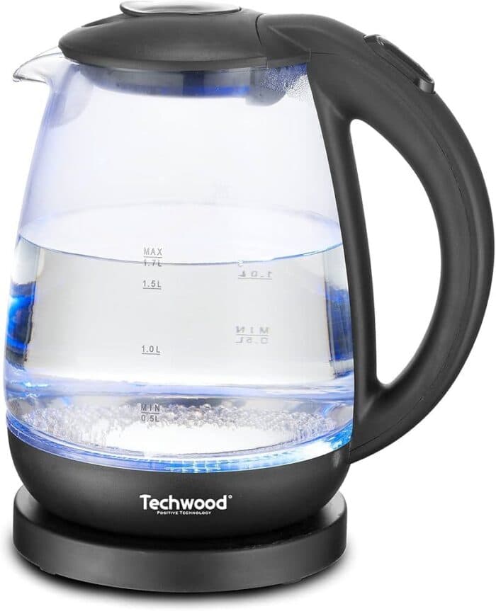 BOUILLOIRE EN VERRE SANS FIL 1,7 L 2200 W - TRANSPARENT &amp; INOX - TECHWOOD - Image 2