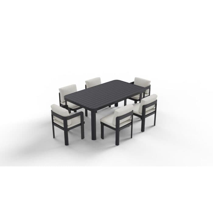 TABLE + 4 CHAISES + 2 FAUTEUIL - GRIS ANTHRACITE - Image 2